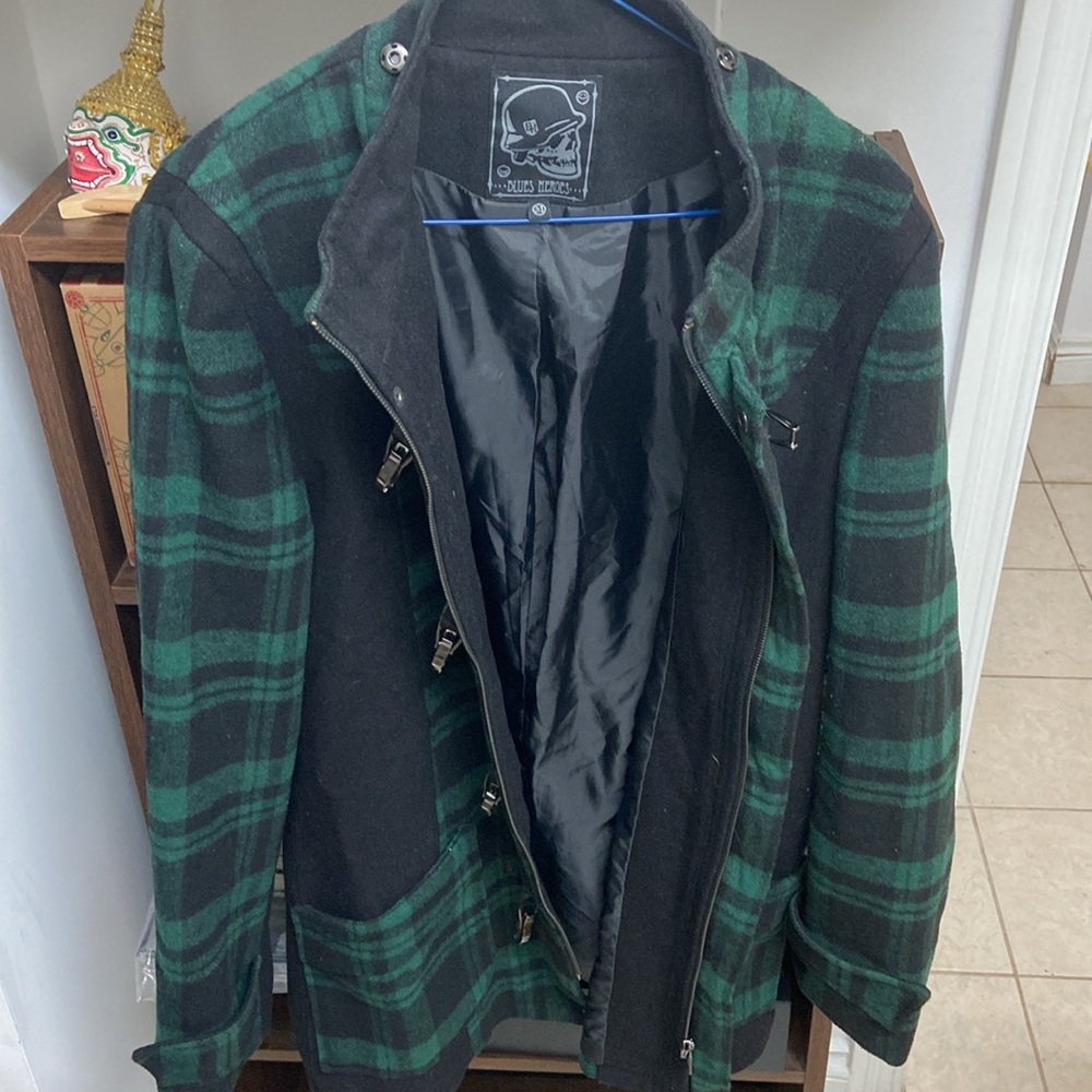 Blue Heroes Green and Black Plaid Men's Jacket - Picture 6 of 8